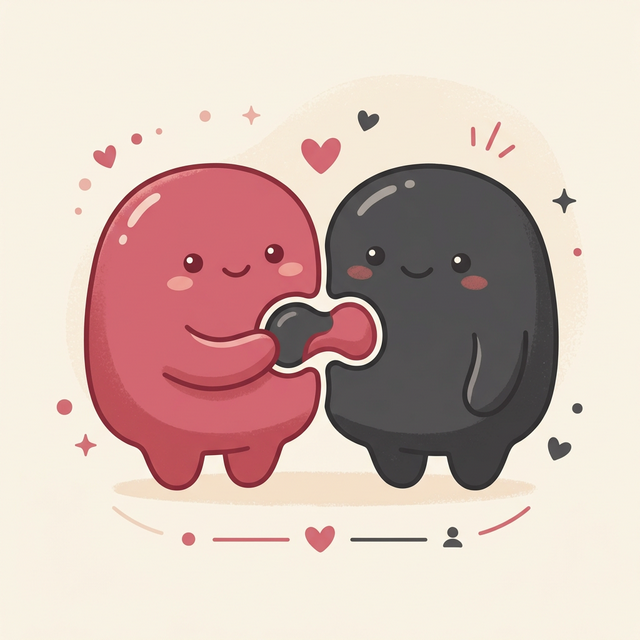 비슷한 사람에게 끌리는 귀여운 무의식 심리 일러스트