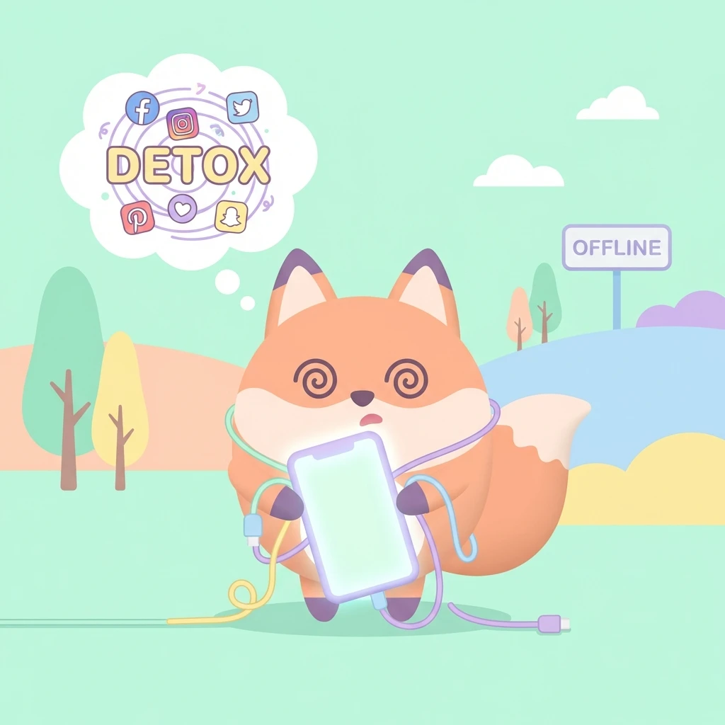 스마트폰에 중독된 귀여운 캐릭터 일러스트