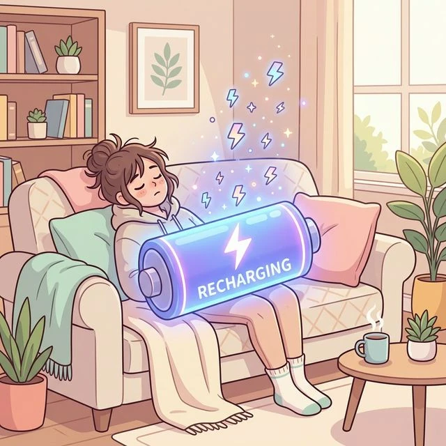 멘탈 에너지를 충전하는 일러스트