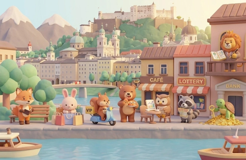 머니 빌리지 소비 캐릭터 일러스트